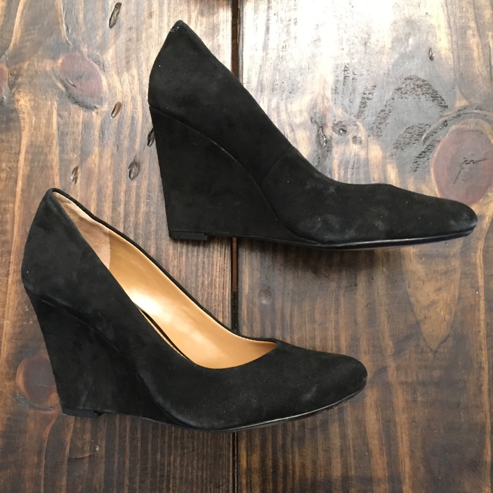 Banana Republic Black Suede Wedge Heels